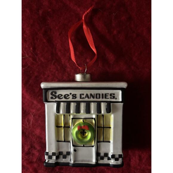 See's Candies 2021 LIMITED EDITION CHIRSTMAS TREE ORNAMENT GLASS SEES STORE - Picture 3 of 4